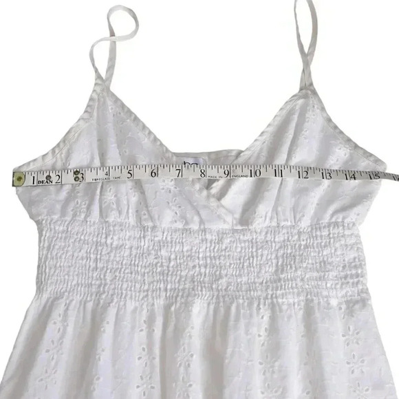 Vintage Y2K Bebe White Eyelet Midi Dress Boho Cotton Size Large - Picture 9 of 10